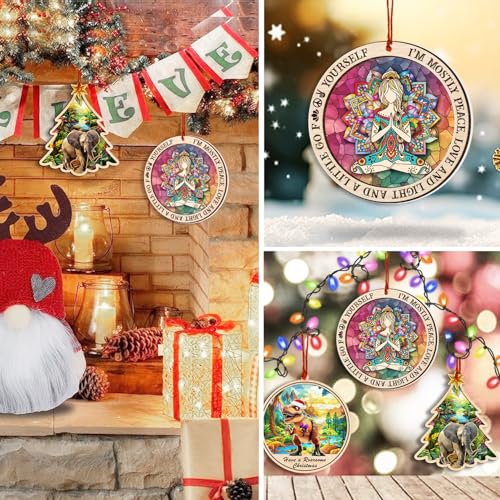 TSIMPLE Yoga Christmas Ornament 2025 - Namaste Yoga Suncatcher for Christmas Tree - Yoga Enthusiast Gift Idea