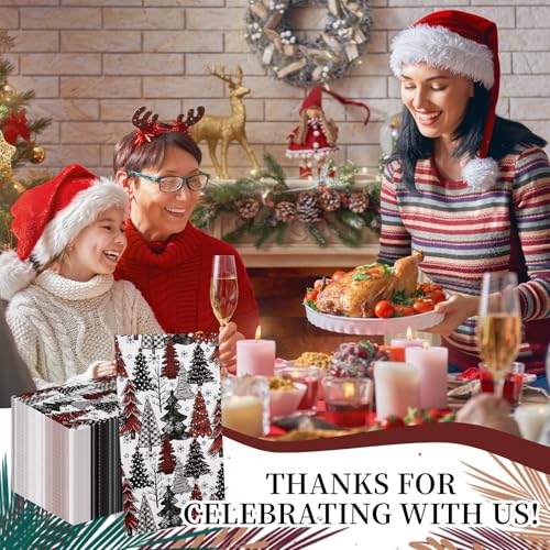 Christmas Guest Napkins 100 Pack - Holiday Paper Towels for Parties & Events