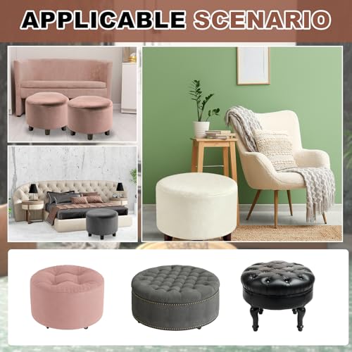 Round Velvet Footstool Slipcover - Stretch Protector for Furniture