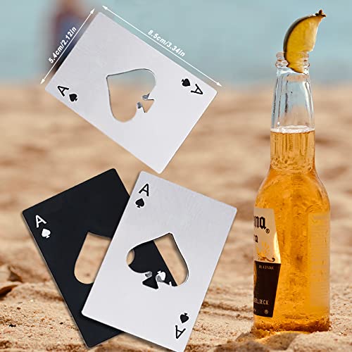 Airoads 2 Pack Credit Card Size Bottle Opener - Portable Stainless Steel Can & Cap Remover - Black & Silver
