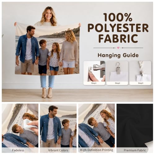 Personalized Photo Tapestry - Custom Wall Hanging with Text for Bedroom Dorm - Variation of Tapestry-1
