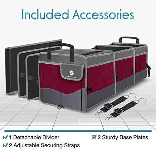 ORIENT FAMULAY Trunk Organizer with Cooler - Wine Red, Collapsible Car Storage with Non-Slip Bottom