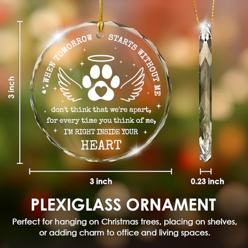 Pet Memorial Plexiglass Ornament 3x3 in | Keepsake Christmas Gift for Dogs & Cats
