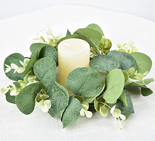 9-Inch Artificial Eucalyptus Wreath Set for Kitchen Cabinets, 2 Pieces