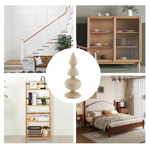 2Pcs Unfinished Solid Wood Decorative Finials 6.3-inch for DIY Home Decor