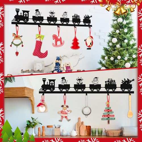 33-Inch Metal Christmas Stocking Holder with 5 Hooks for Fireplace Mantel