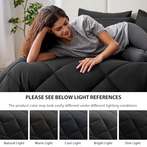 Love's Cabin King Size Comforter Set Black 7-Piece Bed in a Bag