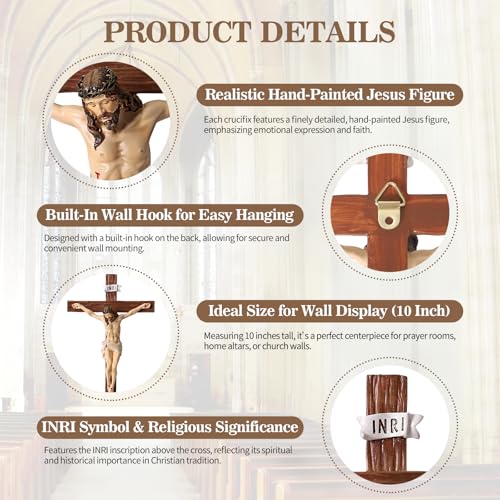 10-Inch Crucifix Wall Cross – Religious Catholic Hanging Cross Decor