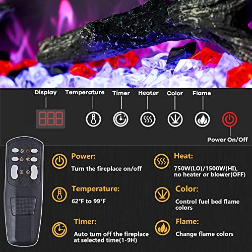 42-Inch Electric Fireplace Insert Recessed and Wall Mounted Heater