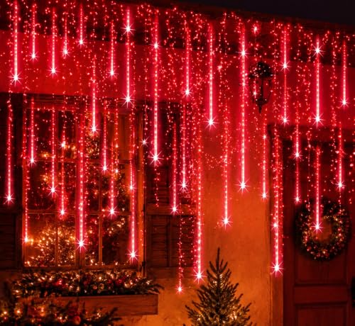 Aukora Halloween Red Meteor Shower Lights 24-Tube 46.4ft UL-Certified