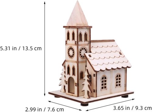 BESPORTBLE Christmas Village House - LED Light-Up Rustic Church Ornament | Beige Mini Building Decor