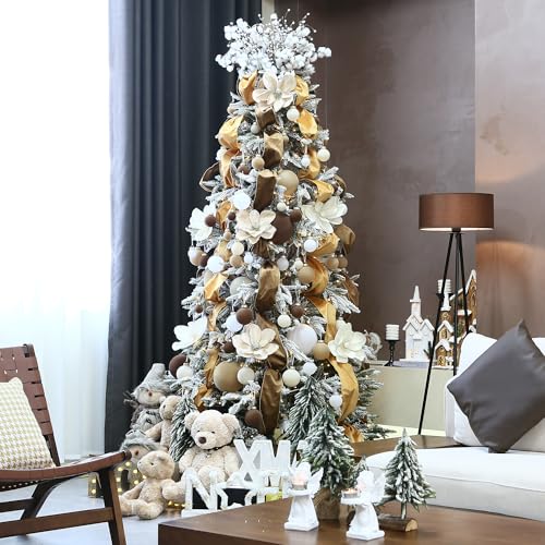 Sea Team Cream Flocked Velvet Christmas Ornaments 32-Pack - Holiday Decor