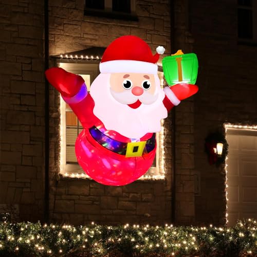 4ft Christmas Inflatable Santa Claus with LED Lights – Outdoor Window Breakout Decor