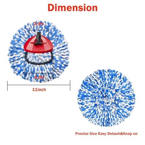 Microfiber Spin Mop Refill Heads (4 Pack) - Washable 2-Tank System Replacements