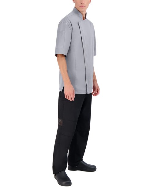 Happy Chef Men's Nova Short Sleeve Executive Chef Coat, Cool Gray, XX-Large