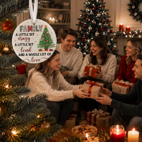 Sengift Family Christmas Ornament 2026 – A Little Bit Crazy, A Whole Lot of Love (Family 02) – Rustic Ceramic Keepsake