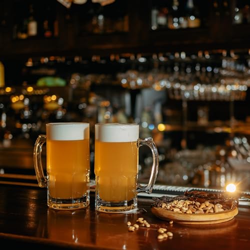 Large Glass Beer Mugs with Handle - 34 oz Heavy Beer Stein Set of 2
