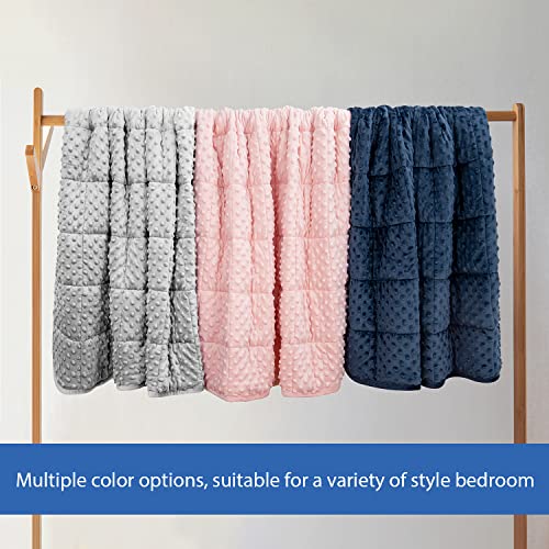 15lb Weighted Blanket for Adults, Soft Minky Throw, Pink 48x78 Inch