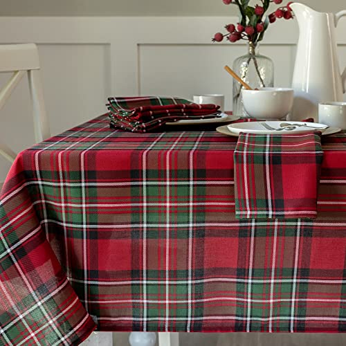 Benson Mills Holiday Plaid Tablecloth (Red, 60" X 104" Rectangular)