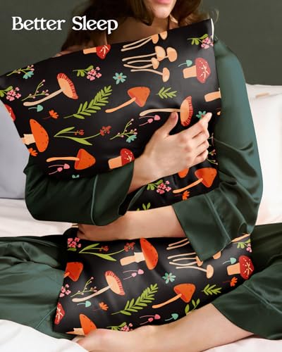 Miss Adola Silk Pillowcases (2-Pack) Standard 20x26 Mushroom Flowers