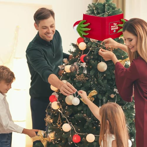 Funny Plush Elf Reading Book Christmas Tree Topper - Holiday Xmas Decor