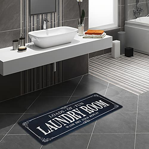 Non-Slip Laundry Runner Rug - 20x47 Inch Farmhouse Kitchen Floor Mat