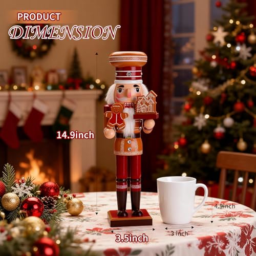15-Inch Wooden Christmas Nutcracker Tabletop Decor for Shelf & Mantel