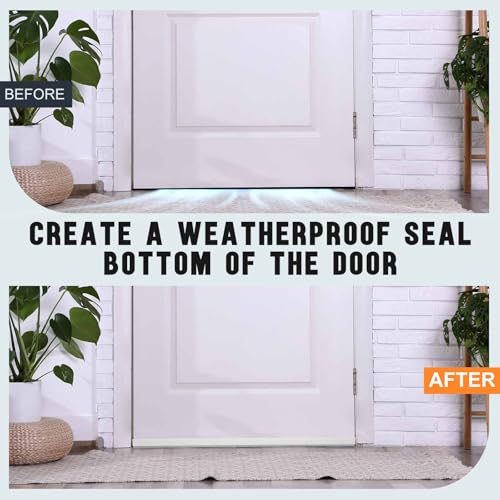 Adjustable 36-Inch Door Bottom Sweep & Draft Stopper (2 Pack, White)