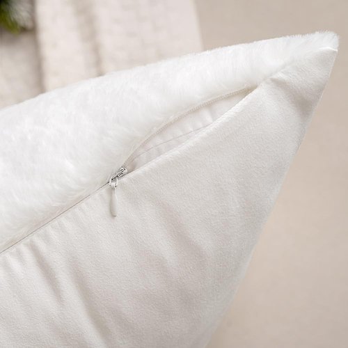 MIULEE Pack of 2 Christmas Decorative Throw Pillow Covers Soft Faux Fur Pillow Cases with Embroidery Snowflake Winter Cute Pillowcases Holiday Decor for Couch Sofa Bedroom, 18×18 Inch, Grey