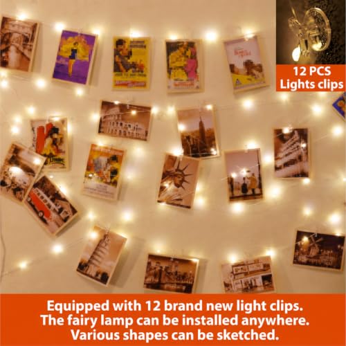 HXWEIYE 40Ft 120LED Photo Clips String Light with Remote and USB