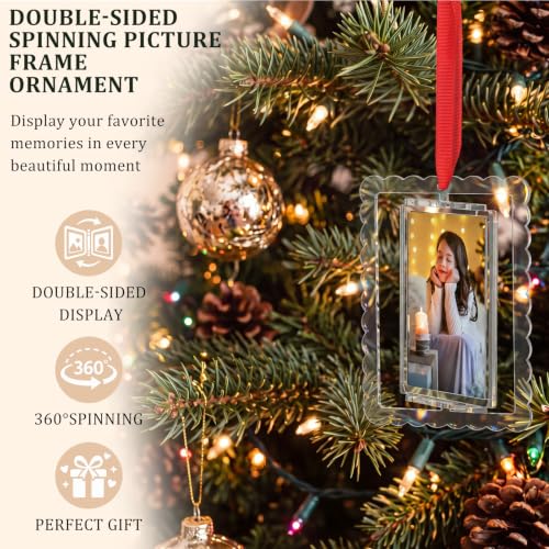 Fuutreo Wave 2x3 Inch Christmas Spinning Photo Frame Acrylic Ornament Set