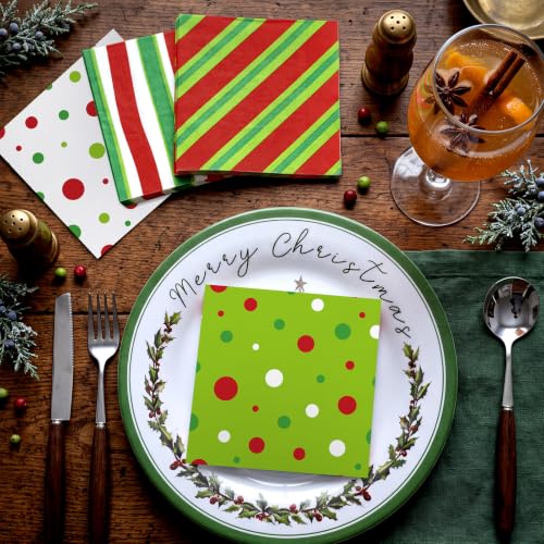 100 Pcs Christmas Paper Napkins Disposable Decoupage Bulk