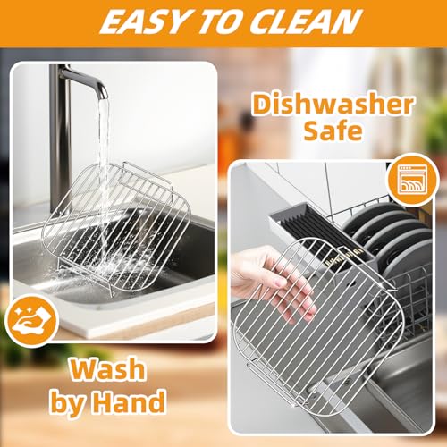 8-Inch Stainless Steel Stackable Air Fryer Racks - 2-Piece Square Grill Set
