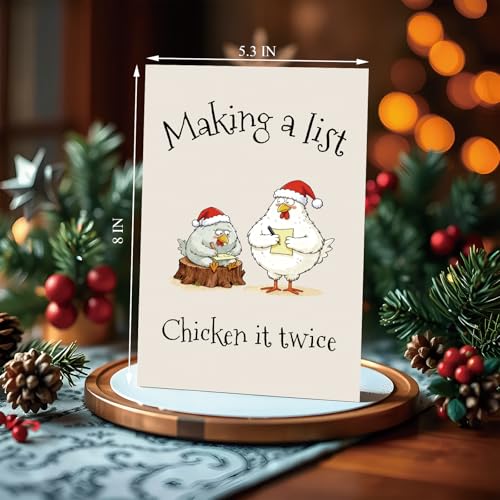 Nchigedy Cute Chicken Christmas Card - Variation #2, Funny Holiday Card for Family