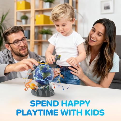 Magnetic Musical Rotating Space Toy with Astronaut Figures and LED Lights