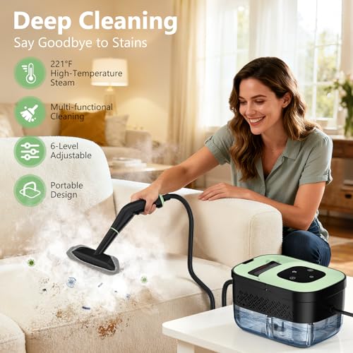 WSRYYCC Portable Handheld Steam Cleaner with 16 Accessories, 6-Level Adjustable