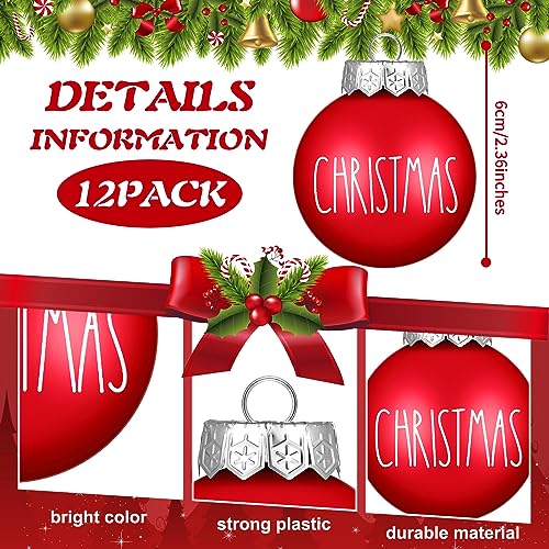 Liliful 12 Pcs Christmas Ball Ornaments with Buffalo Plaid Bow 2.36 Inches (6 Styles, 2 Each)