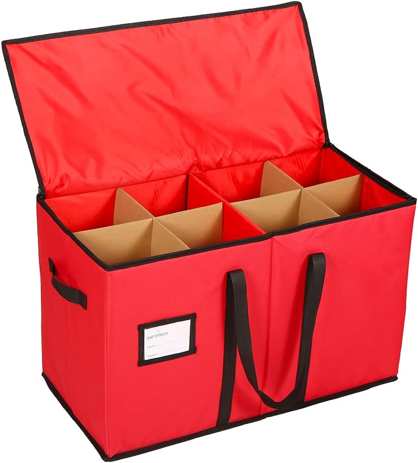Sattiyrch Christmas Figurine Storage Box - 600D Canvas Nutcracker Container | Holds 8 Holiday Figurines, 15 Inches