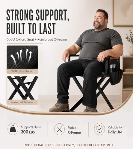 30-Inch Extra Tall Folding Director Chair, Lightweight Makeup Artist Chair