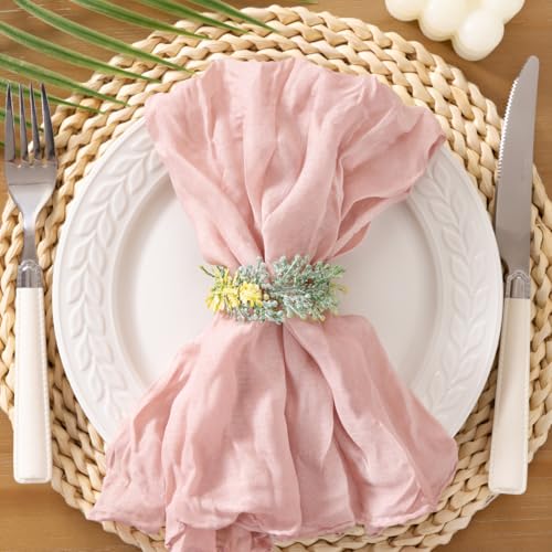 Pink Cheesecloth Napkins, 21x21 Inch Reusable Gauze Table Napkins (Set of 10)