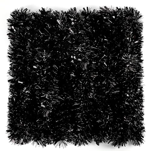 33ft Black Metallic Tinsel Garland for Halloween & Christmas Decor