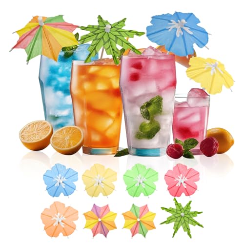 150 Pack of Tropical Drink Umbrellas for Cocktails & Desserts - Vibrant Party Decor