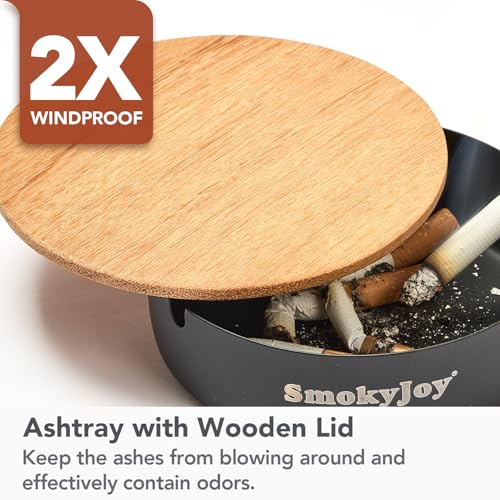 Stainless Steel Outdoor Ashtray with Lid - 2 Pack Windproof Ash Tray