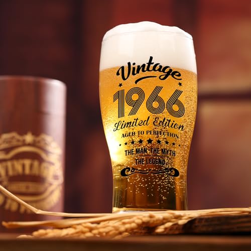 Vintage 1966 Beer Glass Set with Opener - 60th Birthday Gift for Men