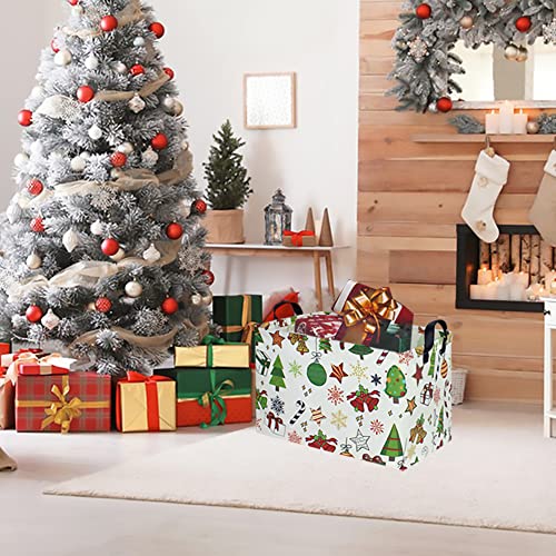 CLOCOR Gift Basket Rectangular Christmas Storage Box with Handles – Waterproof Linen & Canvas Toy Organizer