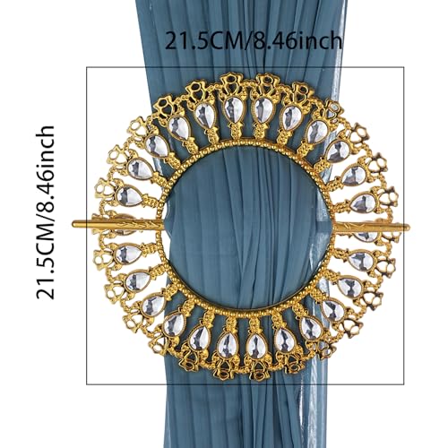 2-Piece Crystal Floral Curtain Tiebacks, Ornate Metal Drapery Holdbacks