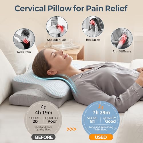 Bespillow Ergonomic Cooling Memory Foam Cervical Pillow for Neck Pain Relief