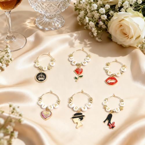 Acootima Ladies DIY Wine Glass Charms Kit, 25 Reusable Drink Markers for Wine Tasting & Parties