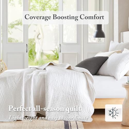 Madison Park Cottage Damask 3-Piece Full/Queen Coverlet Quilt Set, White