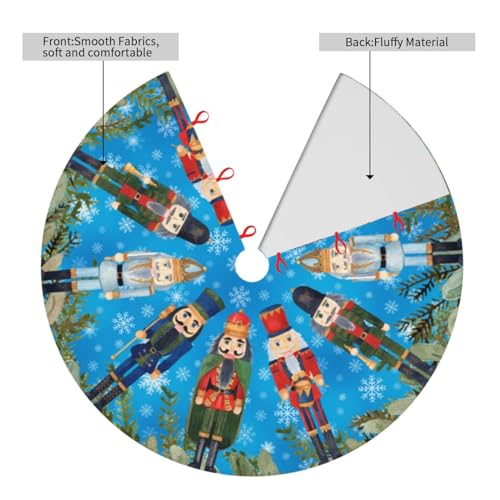 DORKEIXIA 36 Inch Red Green Nutty Nutcracker Army Christmas Tree Skirt - Black Variant
